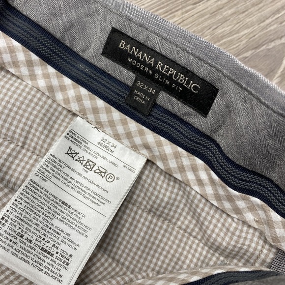 Banana Republic Suit Mens 40R 32x34 Gray Linen 2 Piece Slim Fit Summer Jacket - Picture 16 of 16